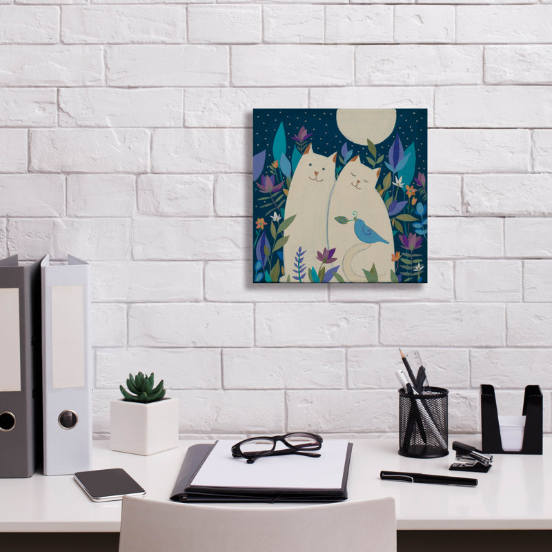  «Two Cats» par Sue Davis, art mural sur toile, 12 po x 12 po, H 12 po x l 12 po