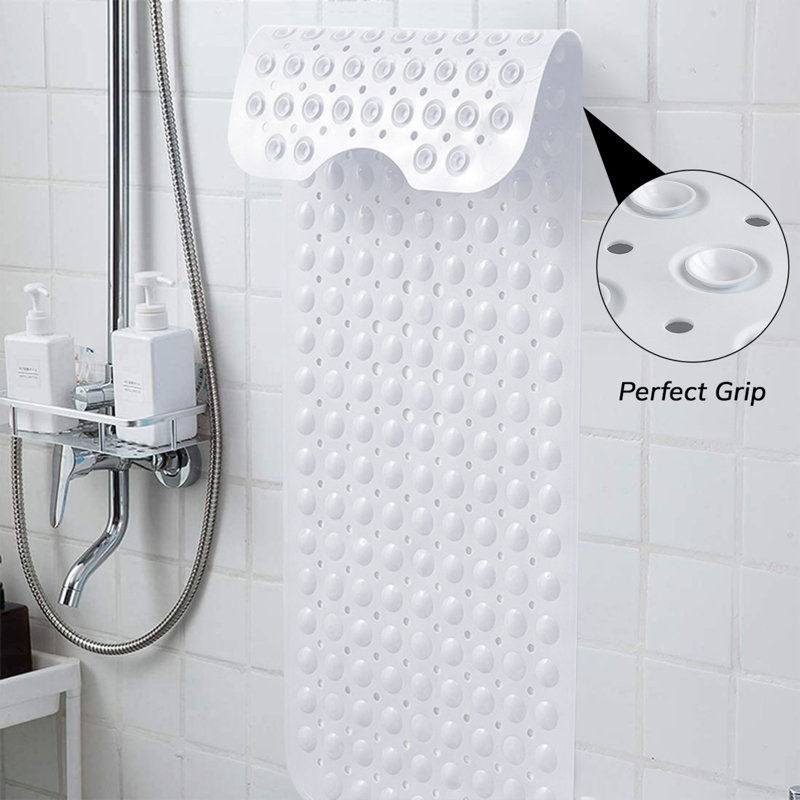 Ishpreet Rectangle Non Slip Bath Shower Mat, 70cm H x 38cm W, White