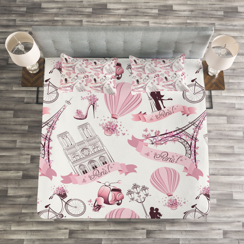 Fick Eiffel Bedspread Set with Cushion Cover, 220 x 264 cm