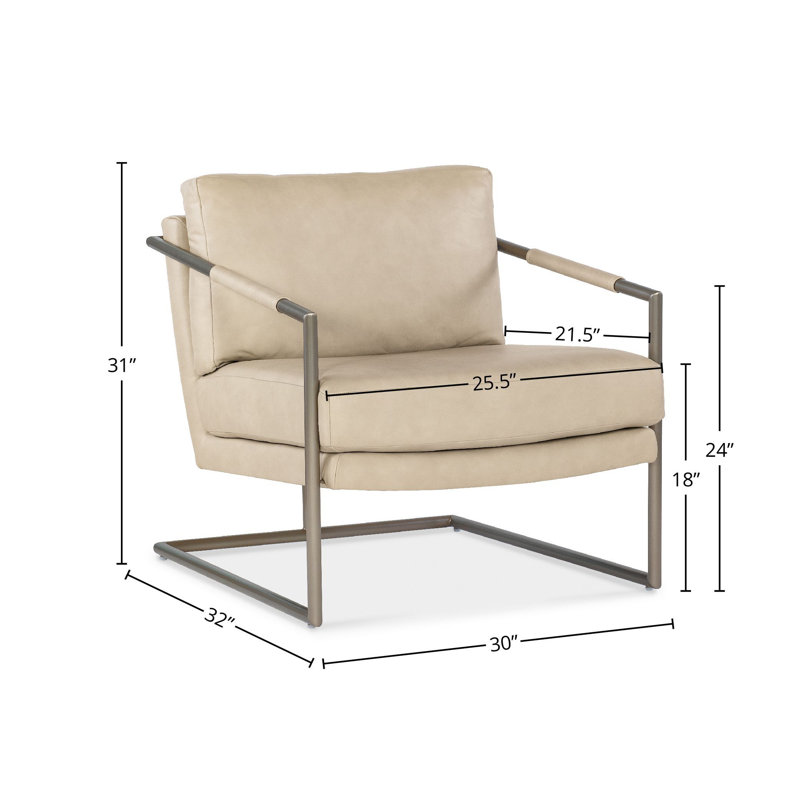 Moody Metal Frame Leather Chair - Stonewash