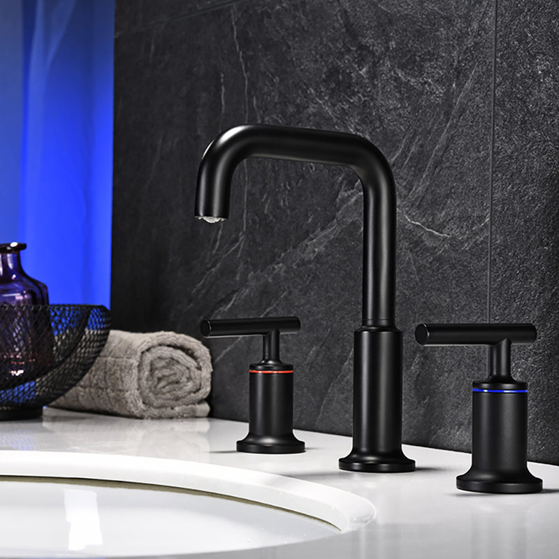 Robinet de lavabo de salle de bain noir mat à deux poignées avec robinet à longue durée de vie et robinet en laiton
