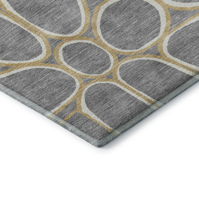 Premium Machine Washable Cossette AMF1041 Circles Rug, Rectangle 2'6" x 3'10"