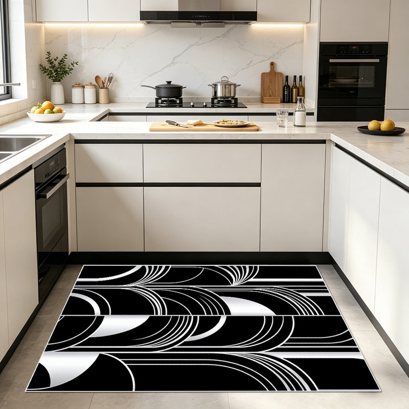 1PC black and white geometric op art abstract swirl area rugs for Living Room, Soft and Comfortable, Suitable for all seasons, easy-to-maintain, machine washable Indoor floor mat, Under Table Farmhouse suitable for dining room, bedroom, home office,...