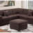 Modern Style 4Pc Sectional Set Right Arm And Left Arm Loveseat USB Port Plastic Legs Cocktail Ottoman Matching Two Pillows Primary Living Room-1508451766