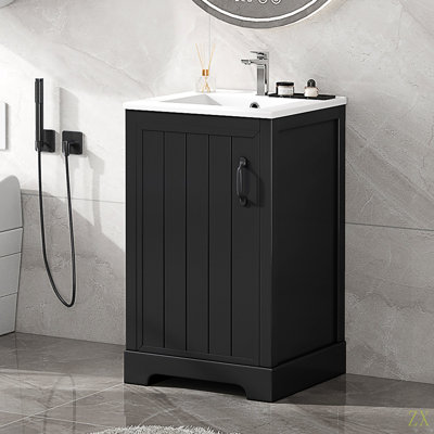 20" Bathroom Vanity With Sink, Bathroom Cabinet With Soft Closing Door, Storage Rack And Adjustable Shelve