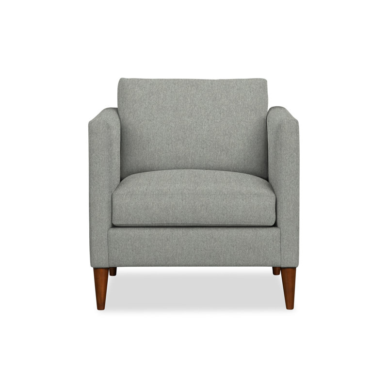 Clifford Upholstered Custom Armchair, Ticket Smoke Heathered Basketweave
