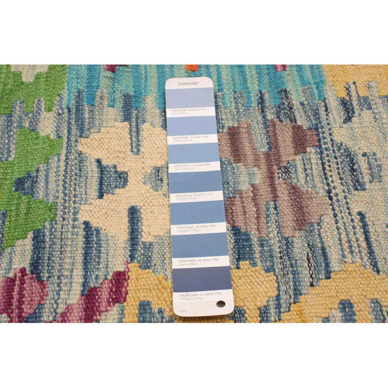 Tapis bleu en laine nouvel âge 4 pi 9 po x 6 pi 10 po Klodjana