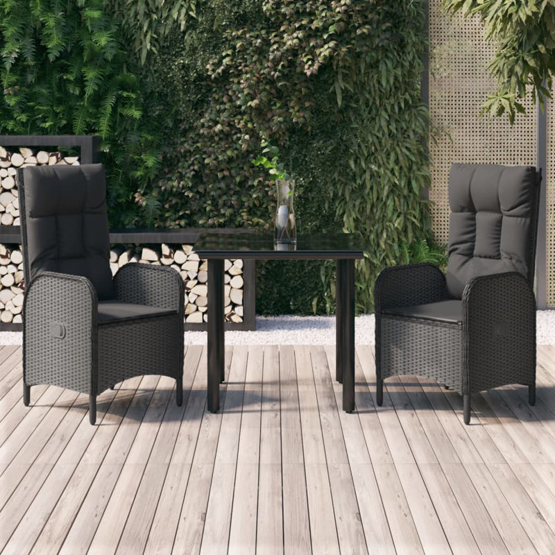 Cadejah Square 4 - Person 31.5'' L Outdoor Dining Set, Black, 2, 29.1" H x 31.5" W x 31.5" D