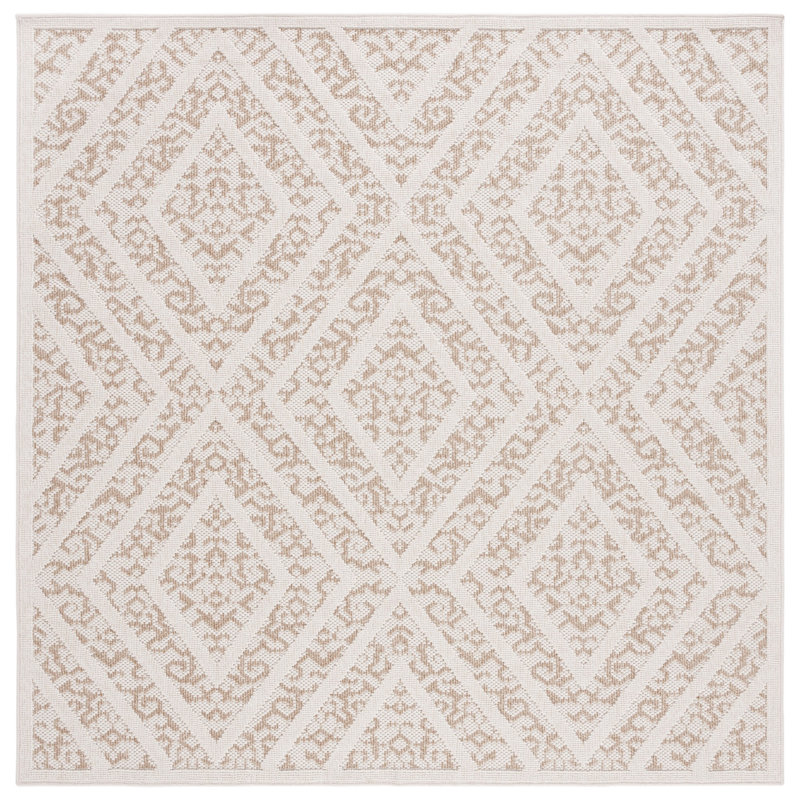 Alibek Performance Geometric Indoor/Outdoor Area Rug, Square 6'7"