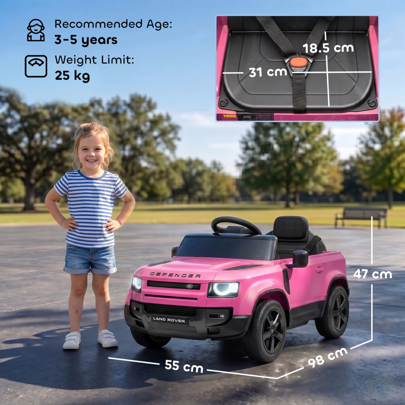 HOMCOM Battery Powered Ride On, Pink, Black