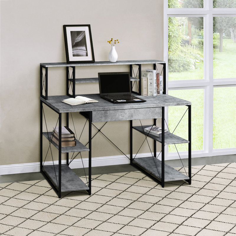 Bureau avec tablettes ouvertes et huche