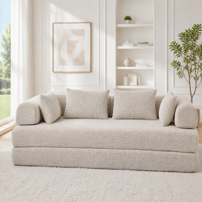 78.9-inch Convertible Sofa Bed with Modular Design and Chenille Fabric