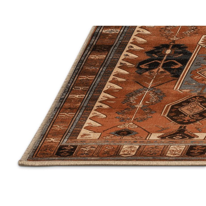 Tapis brun turc lavable à la machine, Rectangulaire 2 pi x 3 pi