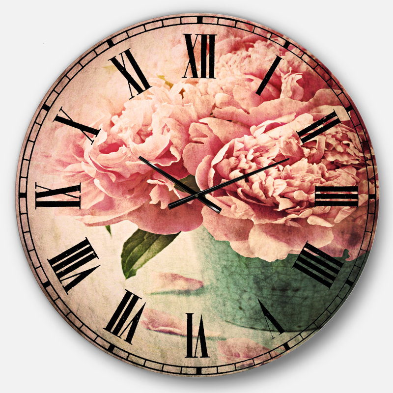 Horloge murale pivoines dans un vase 38 ", Grand