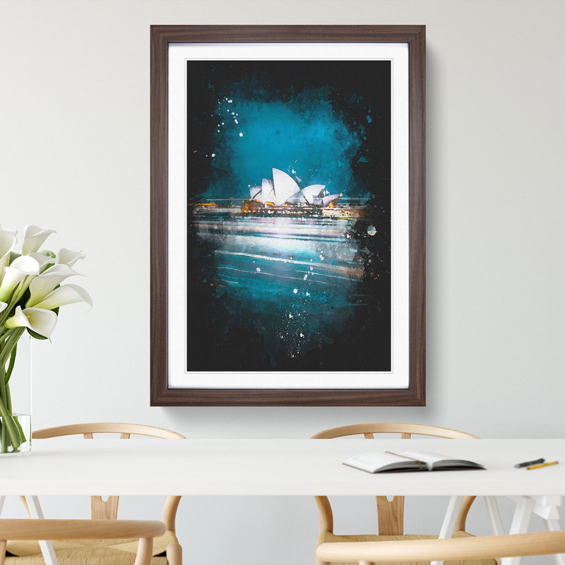 Sydney Opera House Lights - Framed Print, Walnut Framed, 45cm H x 33cm W x 2cm D