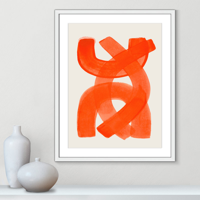 «Orange Strokes Print» par Haniff, Blanc satiné, 23.5'' W x 29.5'' H, Imprimé mat