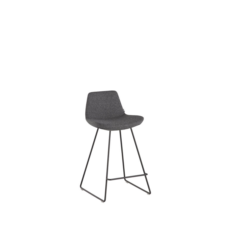 Tabouret de bar et de comptoir Fechteler, Noir, Laine gris foncé, Tabouret de comptoir (assise de 24 po de hauteur)