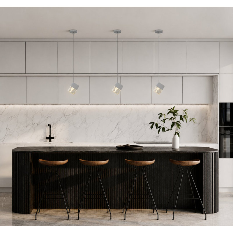 Modern 1-Light Cube Pendant , Chrome