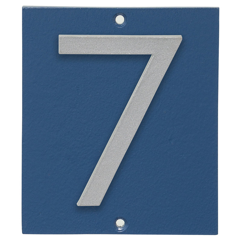 Plaque d’adresse murale sur 1 ligne flottante, Argent, Bleu mer, Oui