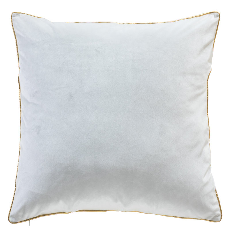 Noah Velvet Square Accent Pillow, White/Gold