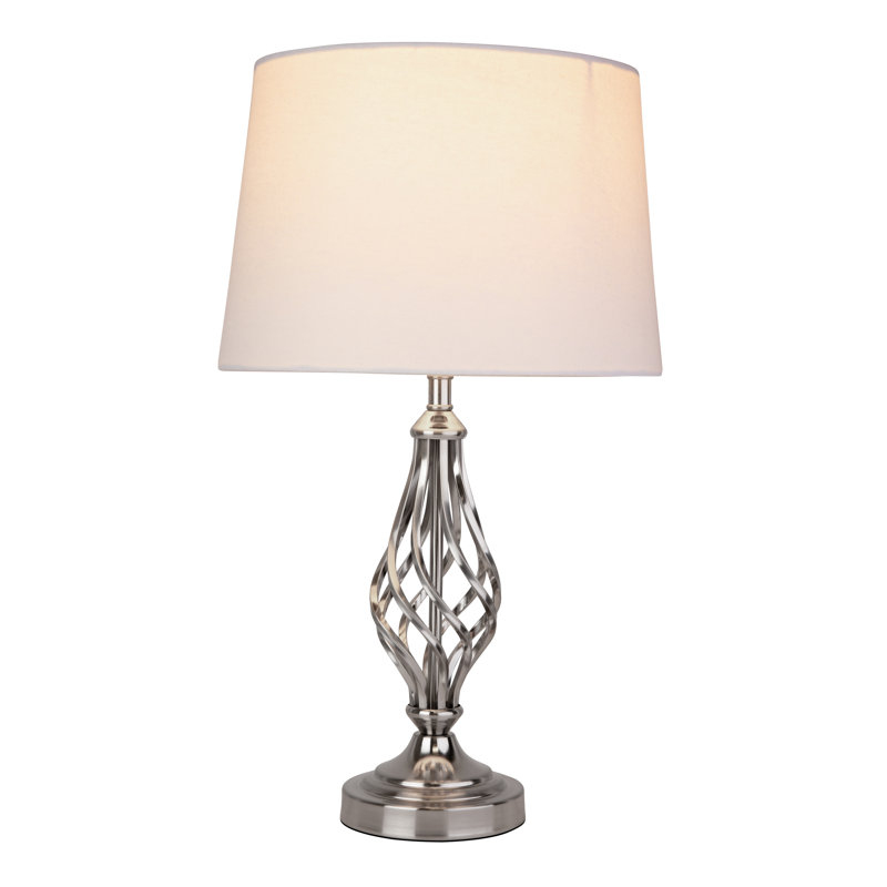 Zoey 49cm Twist Traditional Metal Table Lamp, Silver Nickel
