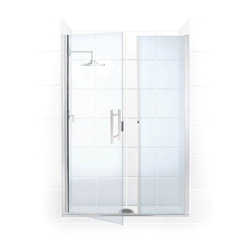 Illusion Series 56" x 70" Hinged Frameless Shower Door, Brite Silver (Chrome)