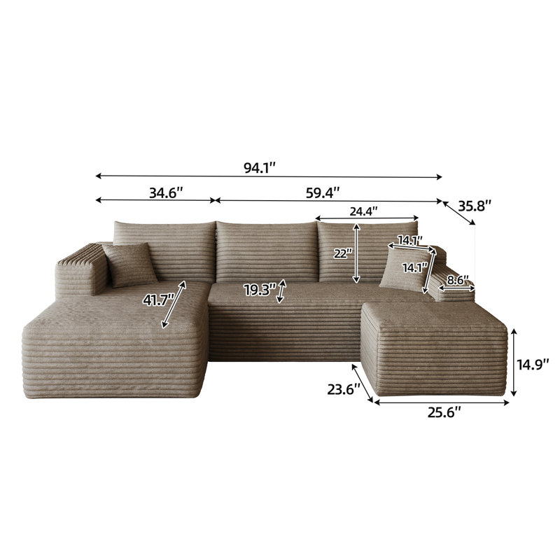 Canapé modulaire Boneless, Camel Corduroy