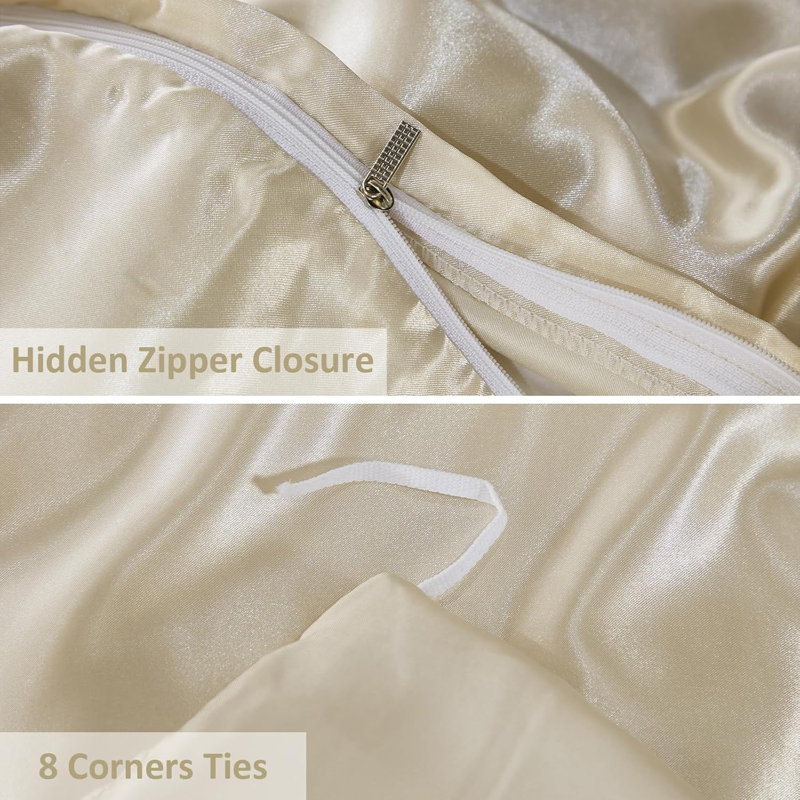 Polyester Solid Colour Duvet Cover Set with Pillowcases Included, Beige