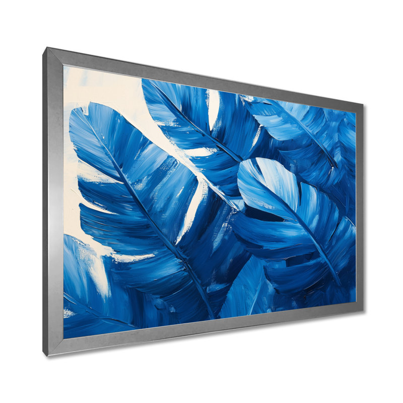 Palmiers en velours bleu harmonie II - palmier, art mural, H 12 po x l 20 po, Reproduction d'une seule photo avec cadre