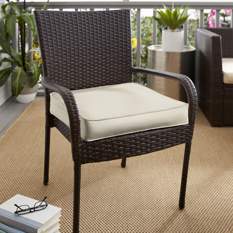 Outdoor 2'' Dining Chair Seat Cushion, Beige Sunbrella®
