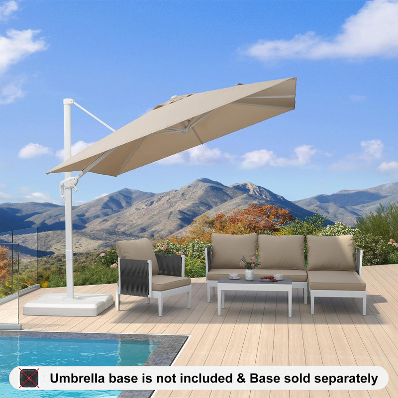 Parasol en porte-à-faux carré extérieur décalé 108 po Robinetta, Beige