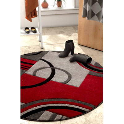 Ruby Geometric Synthetic Area Rug