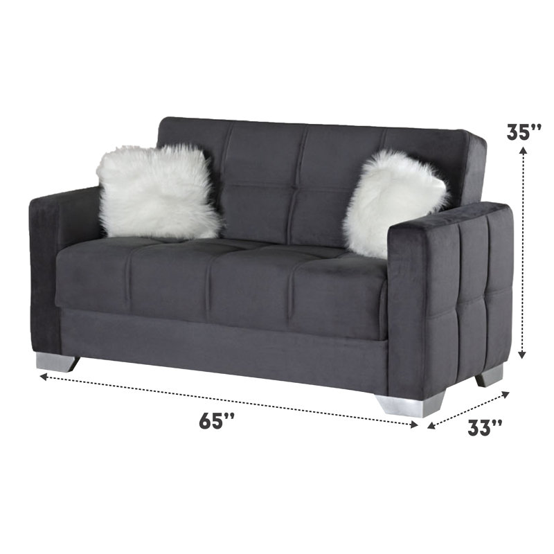 Effrosini 65'' Upholstered Convertible Sofa, Gray Microfiber