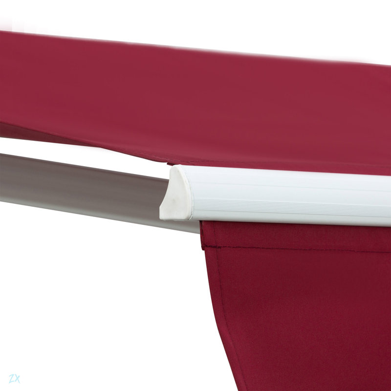 Patio Retractable Awning, Manual Exterior Sun Shade Deck Window Cover, Red