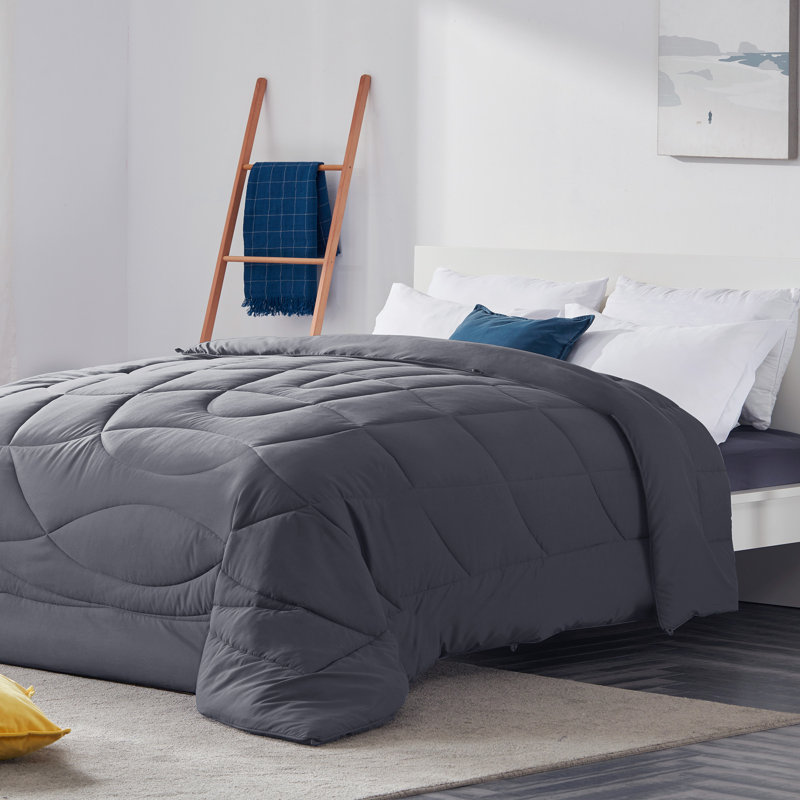 Box Stitch Comforter, King Comforter, Dark Gray