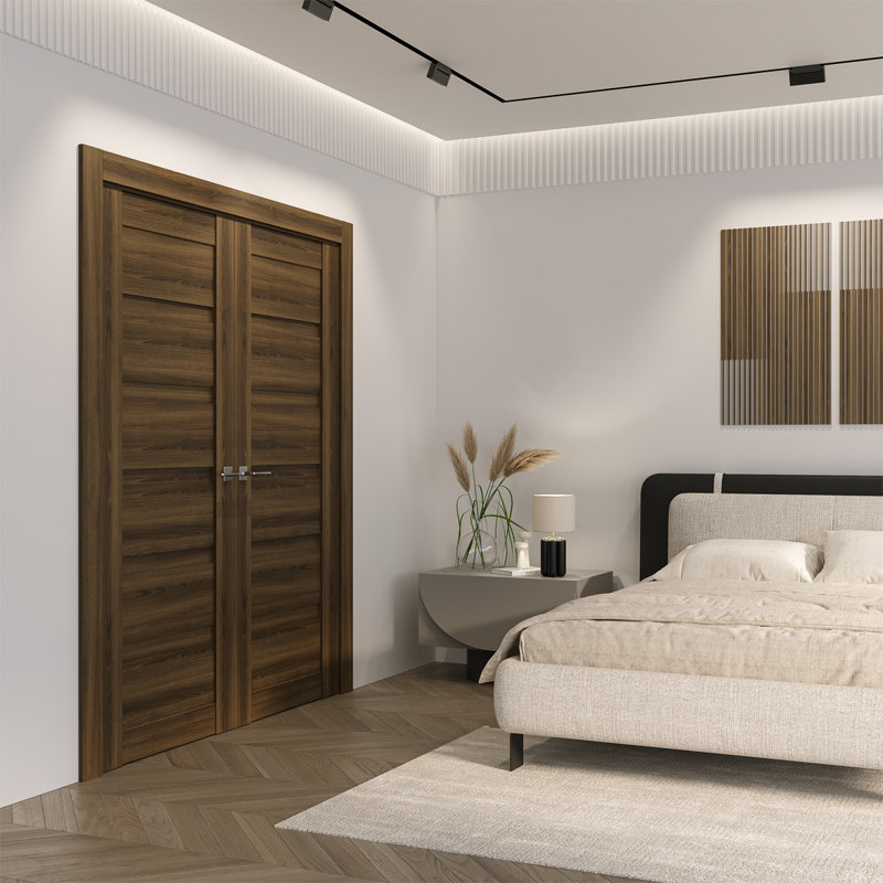 Porte standard en bois manufacturé massif lambrissé Louver, Noyer, 23,875 po x 79,375 po