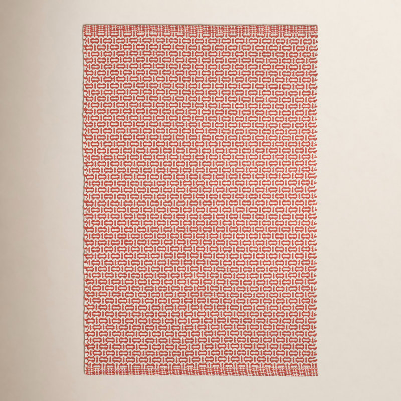 Miss Muffet Handwoven Cotton Rug, Paprika/White, Rectangle 7'6" x 9'6"