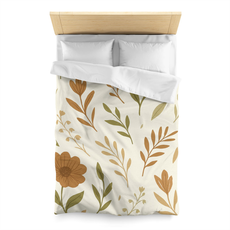 Microfiber Duvet Cover Boho Style, Design 55, White, Twin Duvet Cover