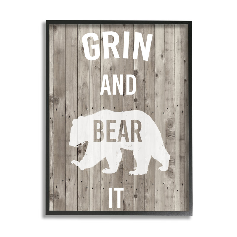 «Grin and Bear It», reproduction de jeu de mots - Impression, Giclée encadrée noir minuit, H 30 po x l 24 po x P 1,5 po