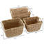 Paniers de rangement en osier tissés à la main avec poignées en bois (ensemble de 3)