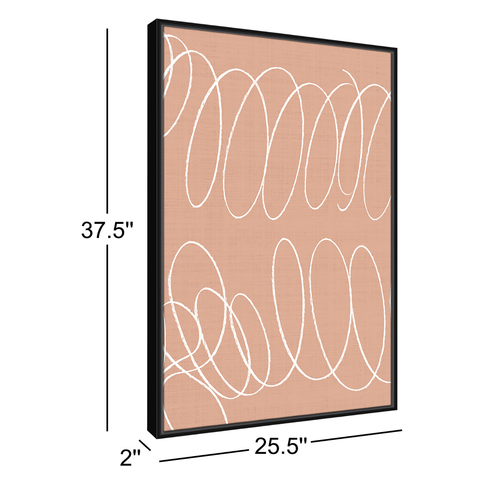 Winding Lines I - Floater Frame Graphic Art on Canvas, 37.5" H x 25.5" W x 2" D, Black Framed