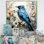 «Blue Bird Minimalisme Flowers I», reproduction sur toile