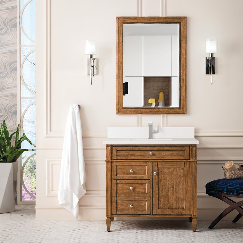 Brittany 36'' W Single Vanity, Saddle Brown, White Zeus, Single-Hole