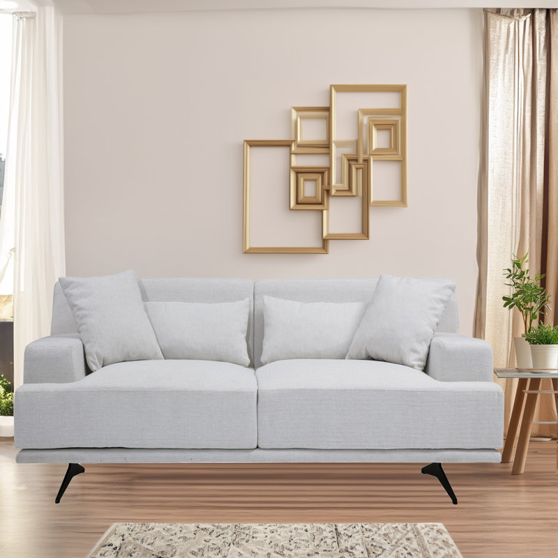 Causeuse 2 places avec pieds en métal, Beige