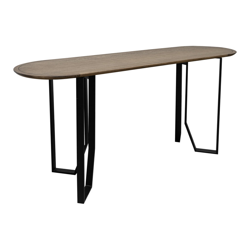 Dorian Black Metal Base Poplar Wood Sofa Table