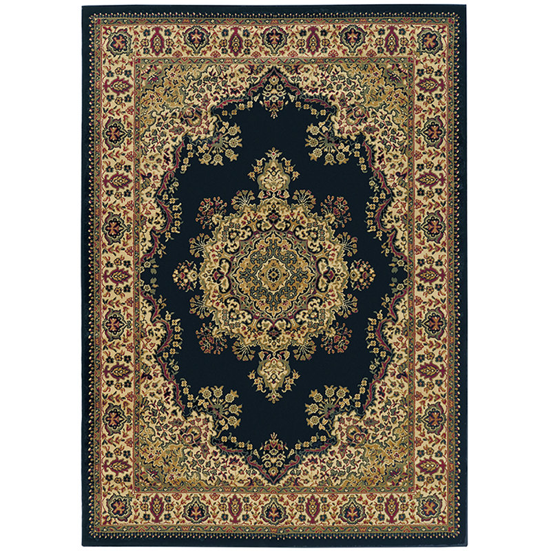 Columbus Black Traditional Oriental Medallion Area Rug, Rectangle 3'3" x 4'11"