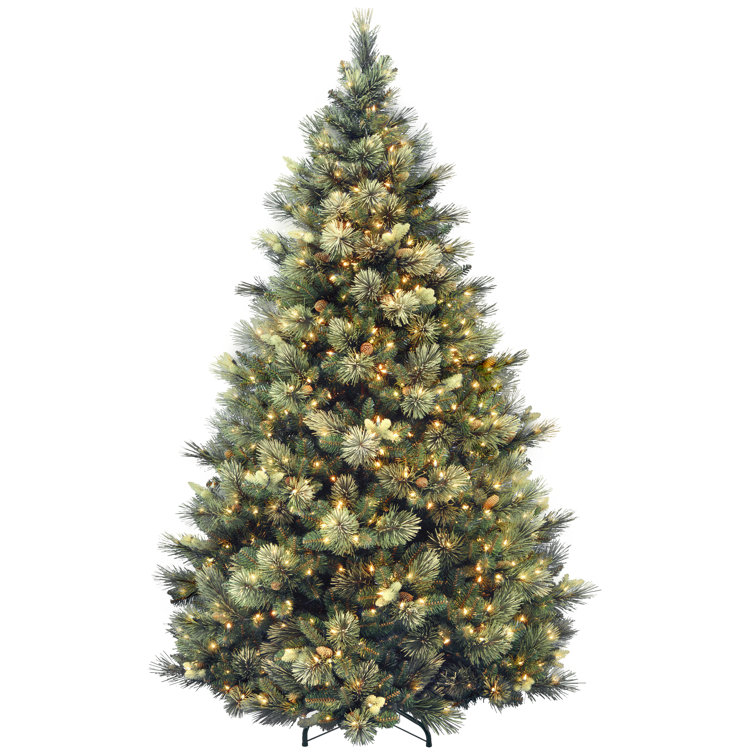 Carolina Extra Full Green Tree Family Flocked/Frosted Christmas Tree and Pinecones