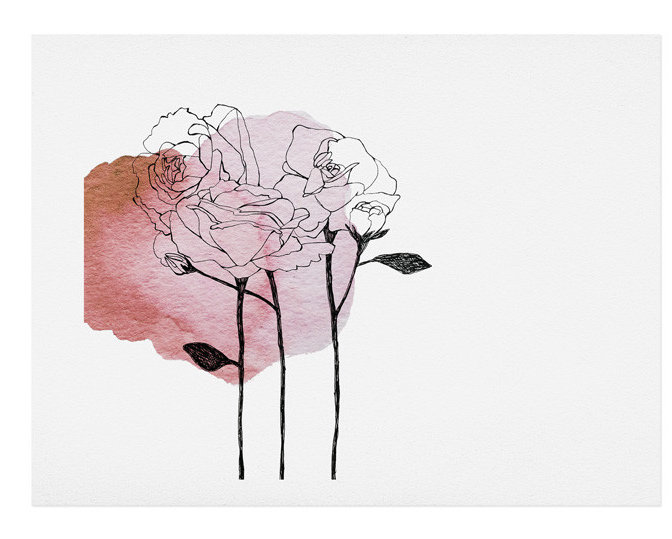 Roses de jardin, reproduction d’art, H 16 po x l 20 po x P 0,13 po