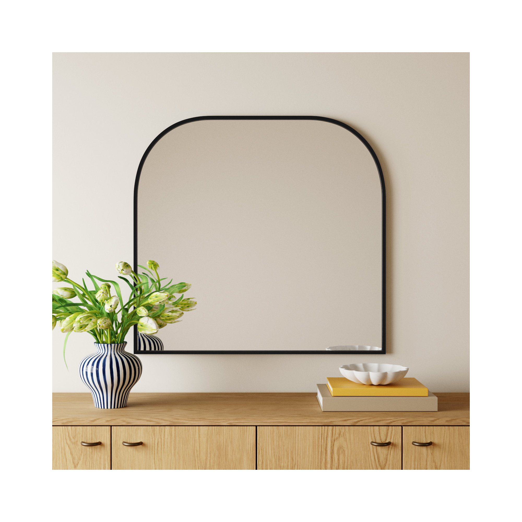 Sabine Metal Wide Arch Wall Mirror, Black, 34" x 36"