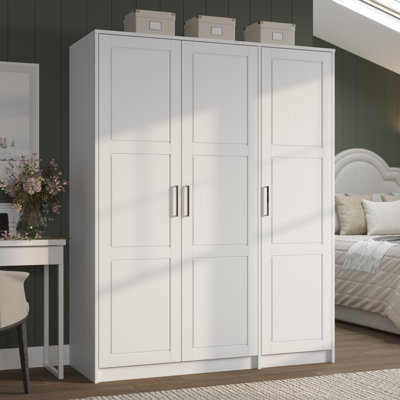 100% Solid Wood Swedesboro 3-Door Wardrobe Armoire by Hokku Designs